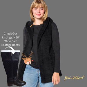 Koolaburra by UGG Womens 2 Piece Set Cozy Sherpa Hooded Vest & Long Sleeve Tee M